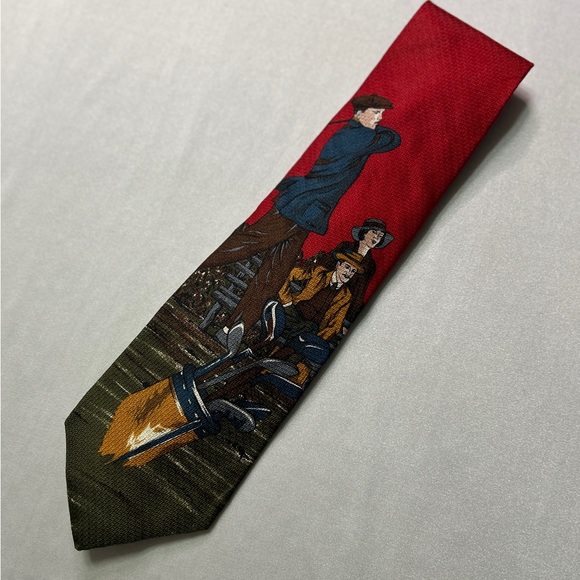 Men’s Donberry & Keats Red 100% Silk Golfer Tie VGUC - Picture 10 of 10